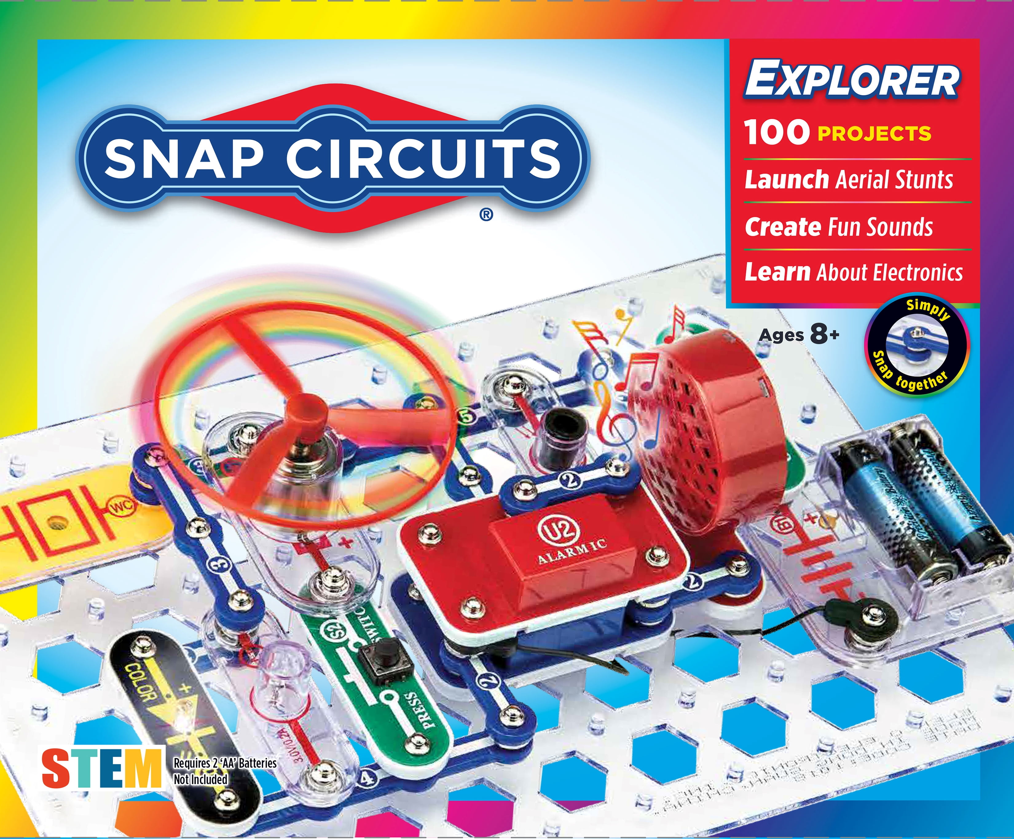 Snap Circuits Jr. SC100, Electronics Explorer Kit, 100+ Projects, Stem, Child 8+, Elementary School