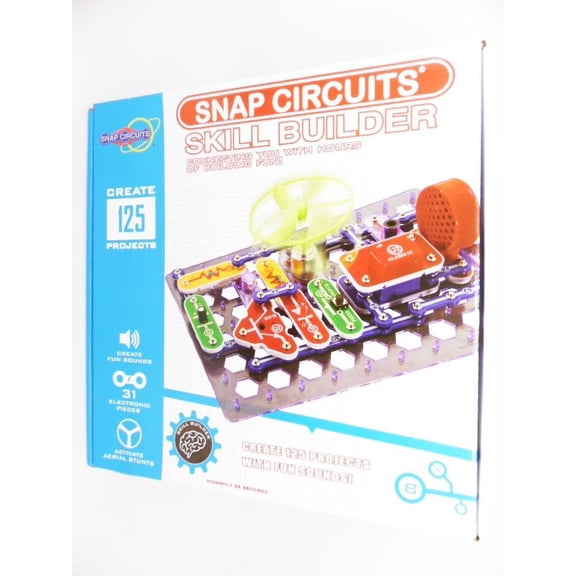 Snap Circuits Skill Builder 125 Electronics Exploration Kit STEM Educational Toy with 31 Snap Pieces & 125 Projects for Kids Ages 8+