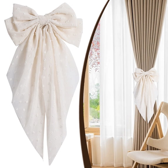 Snap Clip Curtain Bow Straps, Decorative Fabric Curtain Buckles, Christmas Window Ornament Accessories For Living Room Bedroom Home Window Decoration, Light Ashy