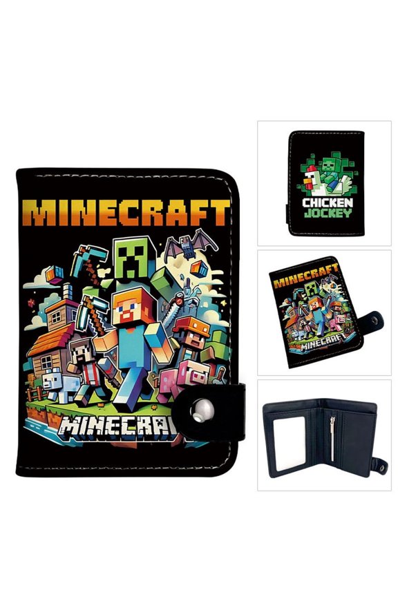 Snap Closure Bifold Wallet Pixel Game Design Card Slots Zip Coin Pocket