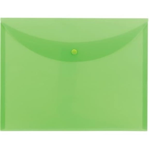 Snap Closure Poly Envelopes File Wallet, Green - Pack of 10