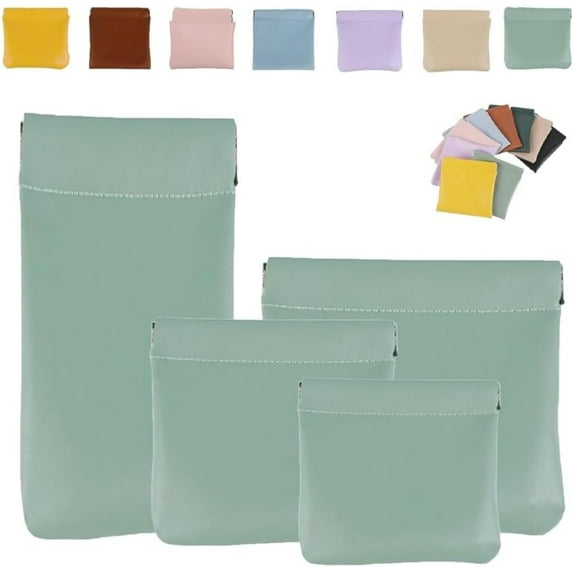 Snap Closure Pouch, 4PCS Personalized Snap Closure Leather Organizer Pouch