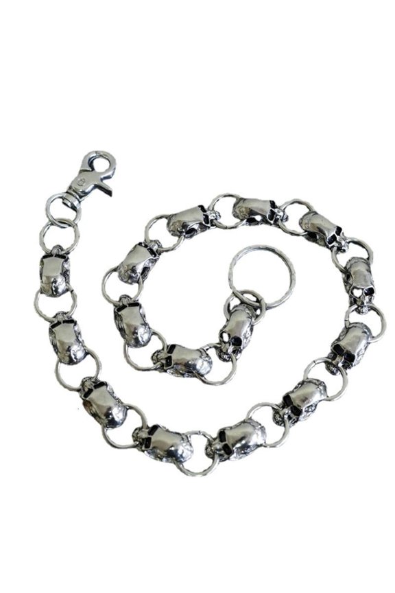 Casual Pant Chain Double Hook Heavy Strong Biker Wallet Chain Punk Skull-Head Chain Metal Keychain Clasp Chain