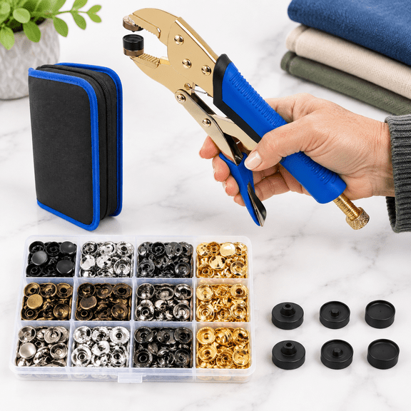 Snap Fastener Installation Tool Kit with 120 Sets 15mm Press Studs
