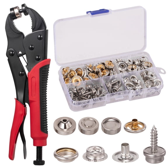 Snap Fastener Plier Kit with 40 Metal Snap Sets, for DIY Fabric Leather Craft Repair