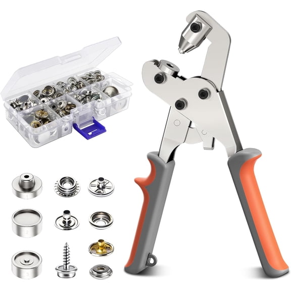 Snap Fastener Tool, Heavy Duty Snap Fastener Kit with 140pcs Snap Buttons, Handheld Snap Pliers Canvas Repair Kit for Leather, Boat Covers, Marine Canvas, Tarp, Fabric$$Art & Craft