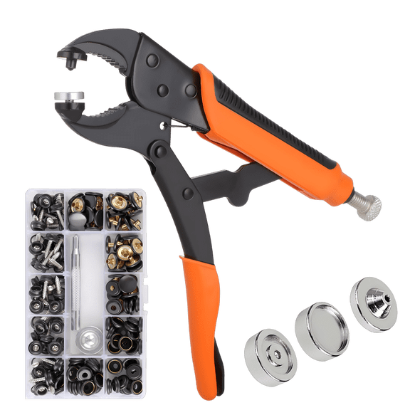 Snap Fastener Tool Kit, Heavy Duty Pliers for Metal Snaps, Metal Snap Installation Set, Pliers Kit for Leather, Boat Canvas, Tarp Covers, Furniture