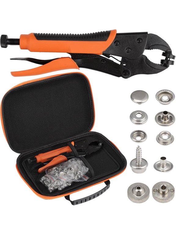 Snap Fastener Tool Kit, Heavy-Duty Snap Setter Tool Kit with Perforation Tool, 3 Molds & 140 Metal Snaps, efficient Snap Button Tool with Adjustable Bolt for Canvas, Leather, Tarps, Boat Covers
