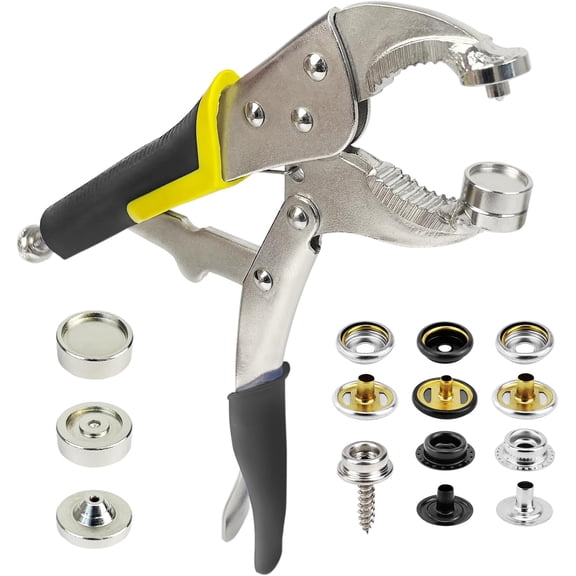 Snap Fastener Tool,Snap Tool for Boat Covers, Heavy Duty Snap Setter Pliers Canvas Snap Fasteners Kit Includes 60 Sets 15mm Stainless Snaps