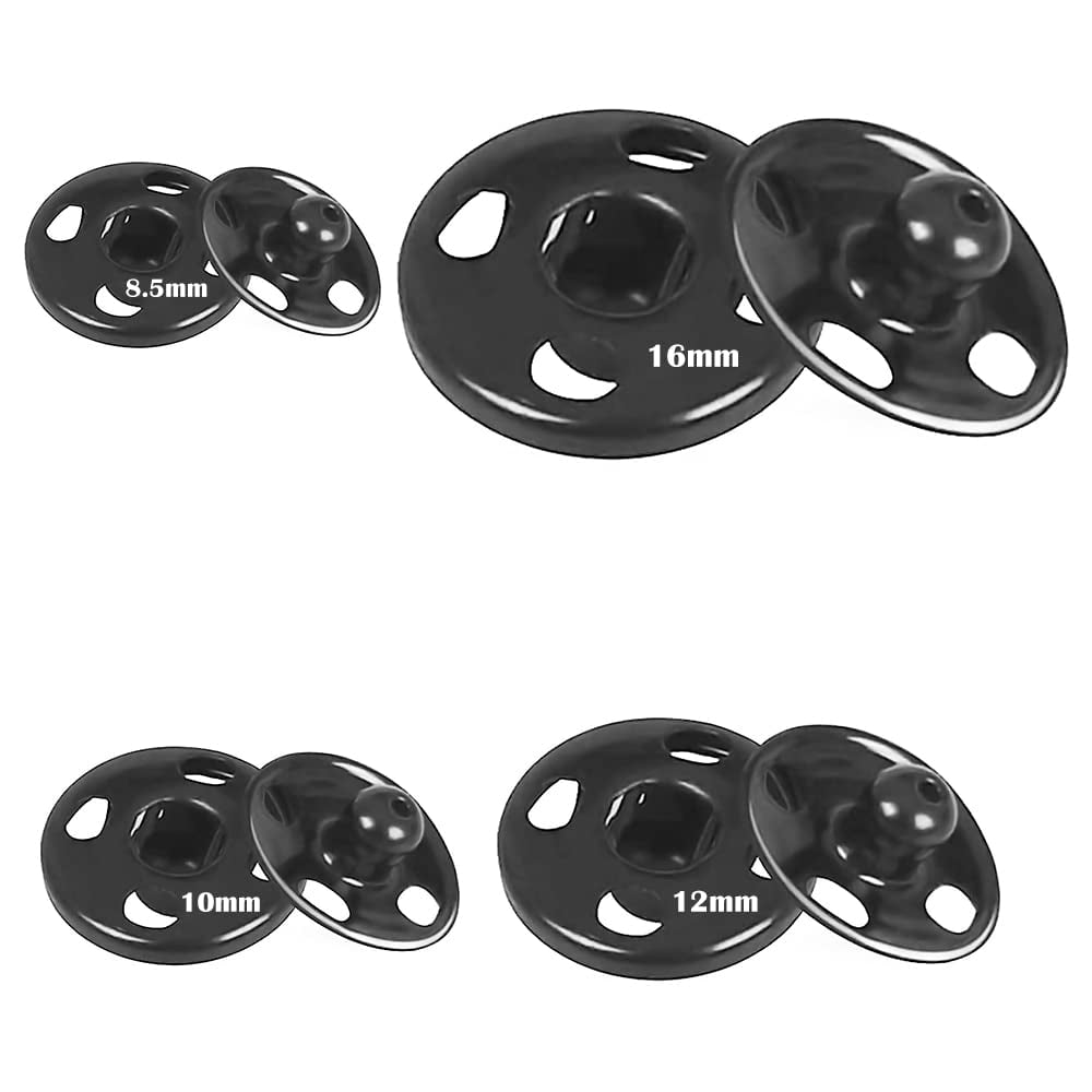 Snap Fasteners,140 Sets Stainless Steel Sew on Snap Press Studs Buttons Snaps Sewing Hook and Eye Fastenings,for Clothes Leather Craft Purse Handbag Sewing Repairs(8.5mm,10mm,12mm,16mm) Silver