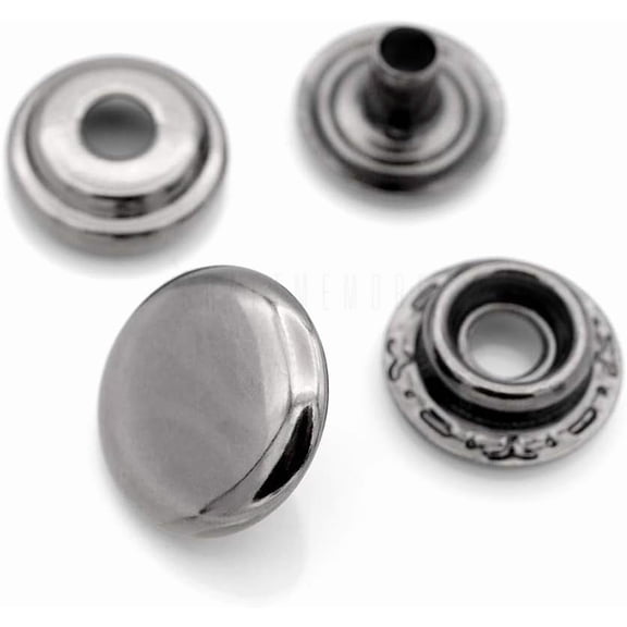 Snap Fasteners Color Plated Solid Brass Snaps Heavy Duty Press Stud Poppers Ring-Socket Button #201 VT47 Pack of 10 (15 mm, Gunmetal Black)