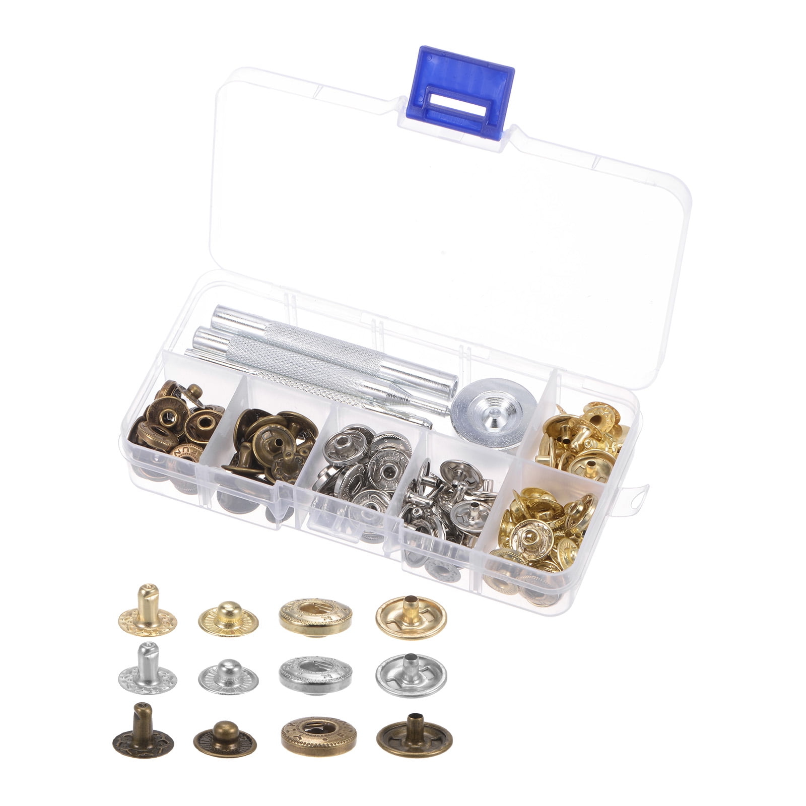 Snap Fasteners Kit 12.5mm with 4 Setter Tools & Storage Box for ...