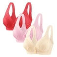 thumbnail image 1 of Snap Front Bra for Older Women,Push Up Wireless Full Coverage Bras for Seniors Breathable Lace Everyday Bras 3 Pack, 1 of 3