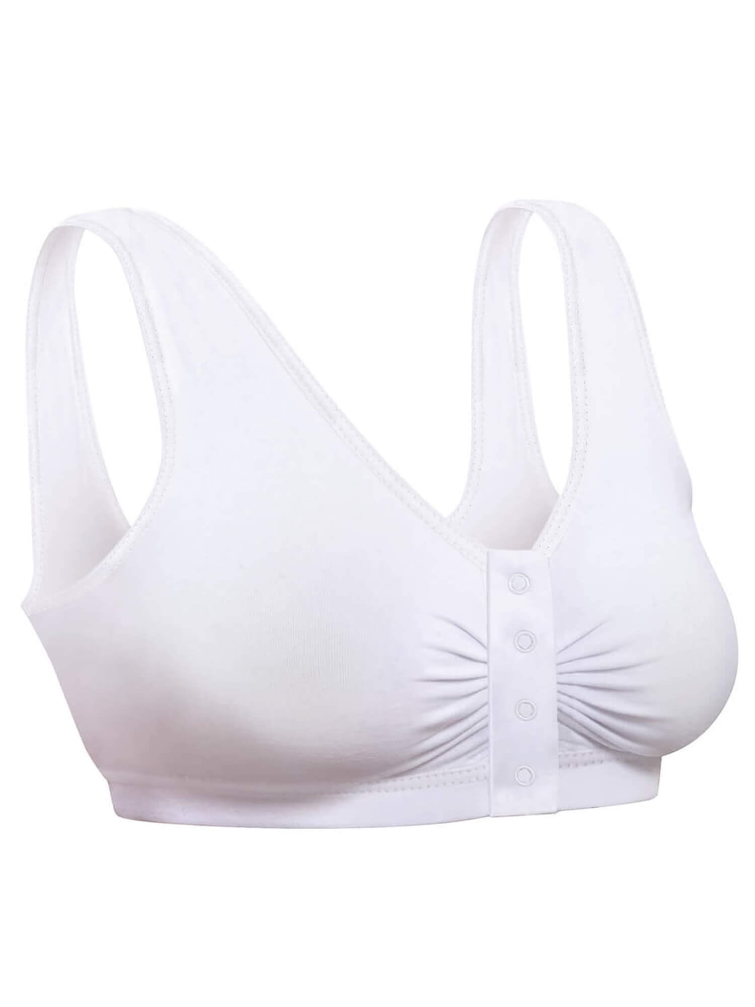 Collections Etc Women's Snap Front Seamless Bra with Ultra Wide Straps and  Smooth Design - Comfortable Undergarment with Easy-Close Snaps, Nude