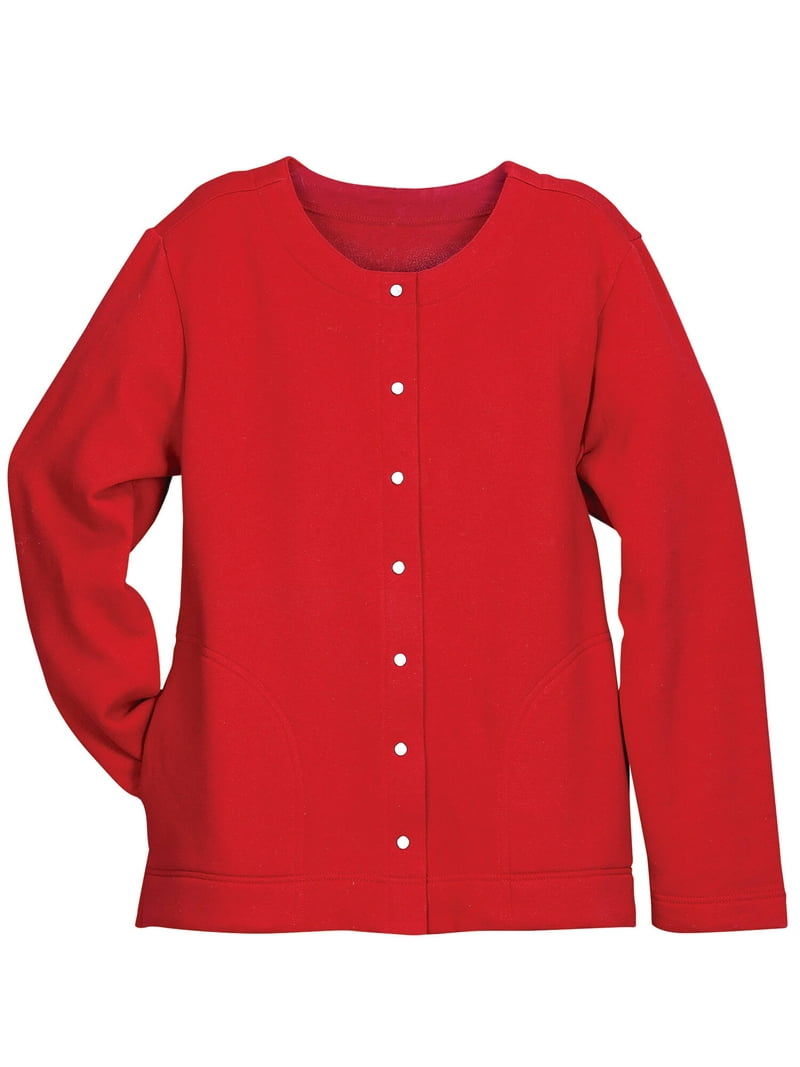 Snap Front Sweatshirt Cardigan by Sawyer CreekTM - Large, Chili
