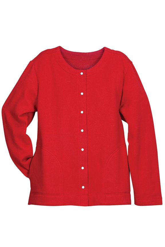 Snap Front Sweatshirt Cardigan by Sawyer Creek - X-Large, Chili Pepper