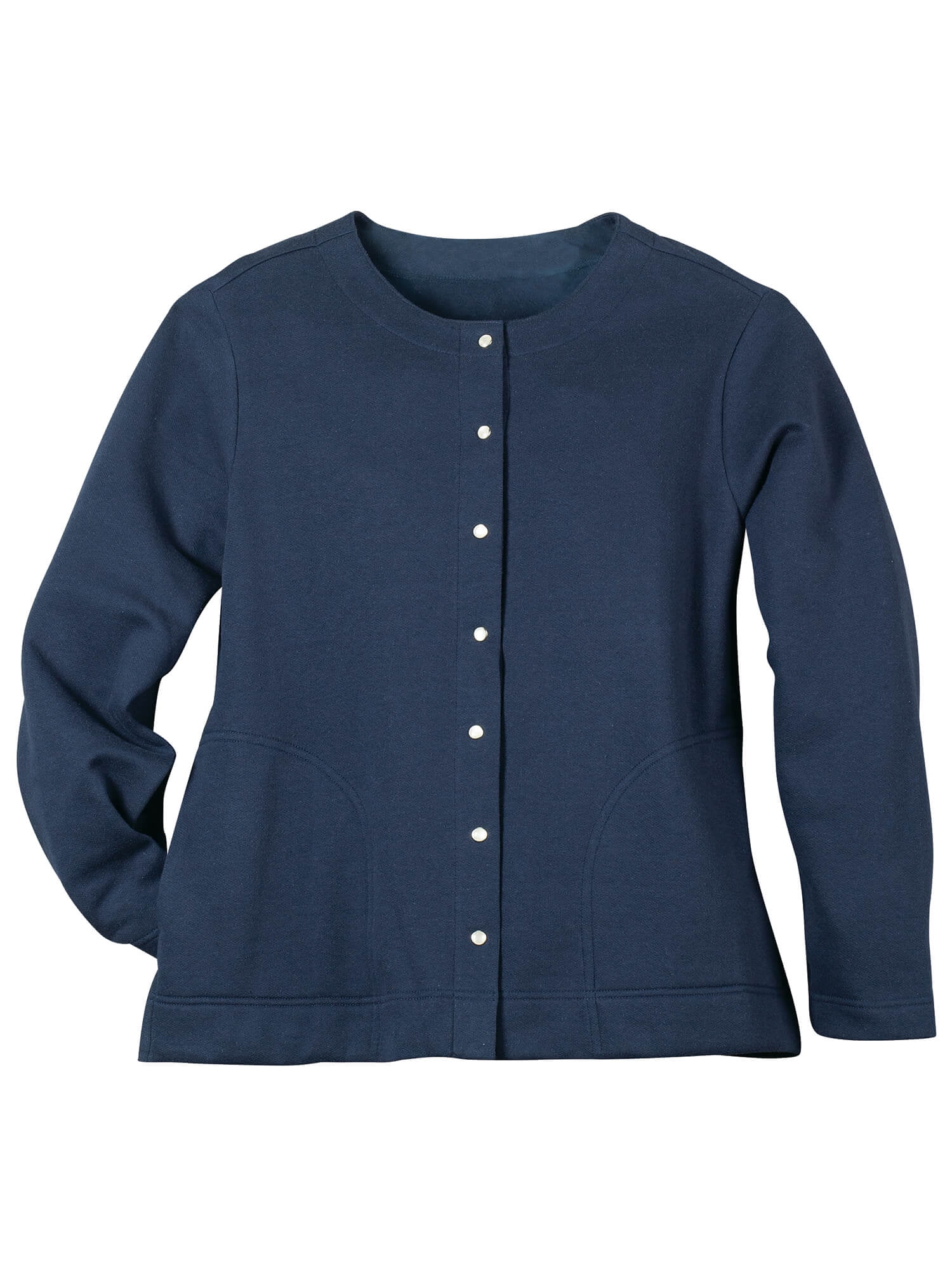 トップス STANDARD JOURNAL SJ Snap sweat cardigan Snap Front Sweatshirt Cardigan by Sawyer Creek, Navy Blue, X