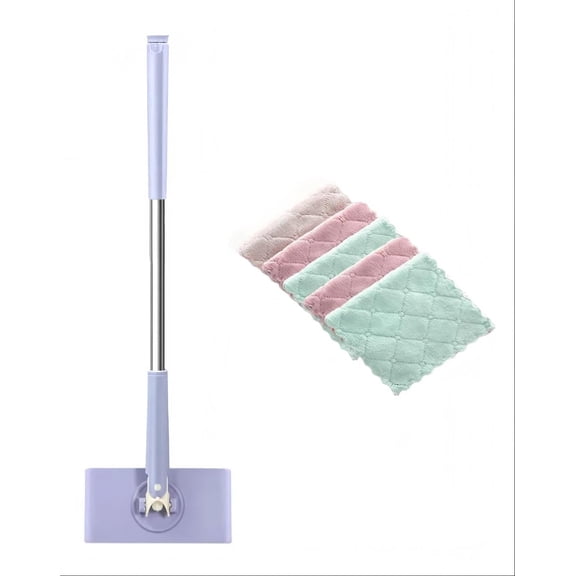 Snap Grip Mini Mop - Cloth Changing Mini Mop + Magic Cleaning Cloth*5, Automatic Gripping or Releasing, 360° Rotating Head & Universal Compatibility,Wet/Dry Use for Multi Cleaning
