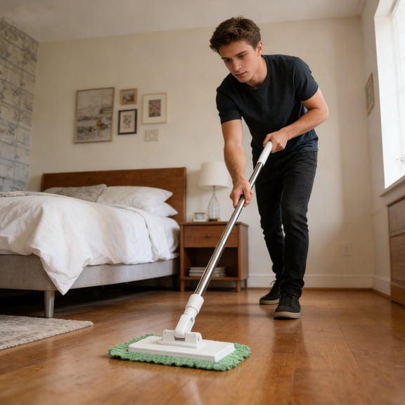 Snap Grip Mini Mop, Convenient Cloth Changing Mini Mop, Retractable Gap Dust Cleaner Flat Mops with Locking Head & Sweeping Cloths, Handle for Multi-Surface, No Wash White-100cm