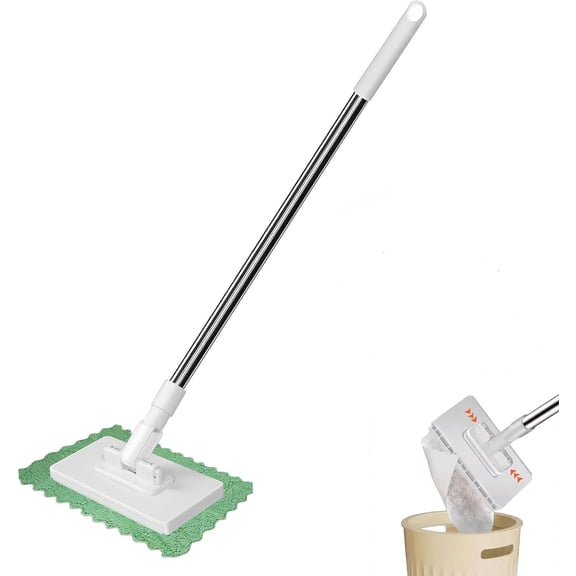 Snap Grip Mini Mop, Hands-Free Cloth Changing with 360 °   Rotating Head, Zero-Touch Portable Wall Mop for Floor, Tile and Mirror, Universal Pad Compatibility for Any Cloth+ Magic Cleaning Cloth