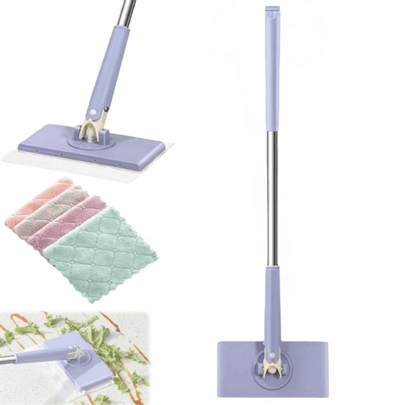 Snap Grip Mini Mop, Lazy Mop Wet and Dry, Clever Snap-Grip Mini, Lazy Click On, Automatic Gripping, Disposable Dust, No Wash, for Multi-Surface Cleaning(27.56in + Cloth*1)