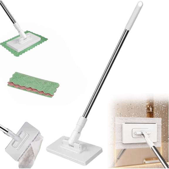 Snap Grip Mini Mop, Lazy Mops with One-Click Cloth Change, Locking Head with Sweeping Cloths for Wet & Dry Cleaning, Long Handle Stick for Multi-Surface Cleaning(39.37in,1 Cloths)