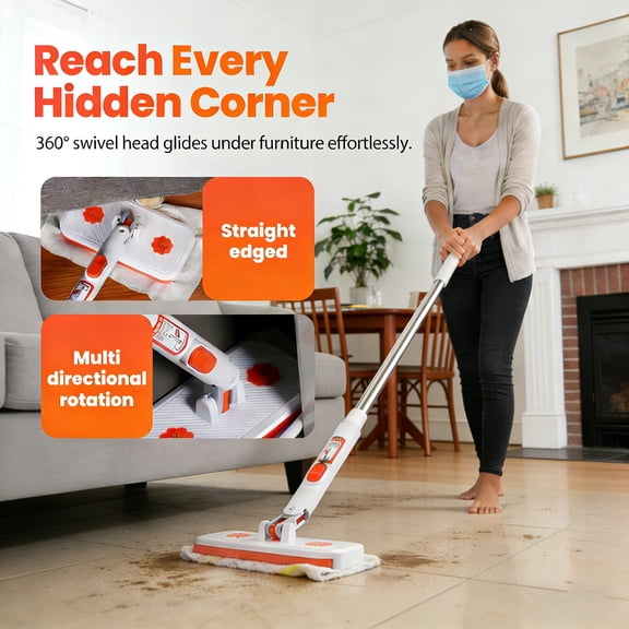 Snap Grip Mini Mop Set: Convenient Cloth Change & Locking Head for Effortless Wet/Dry Multi-Surface Cleaning and Gap Dust Removal