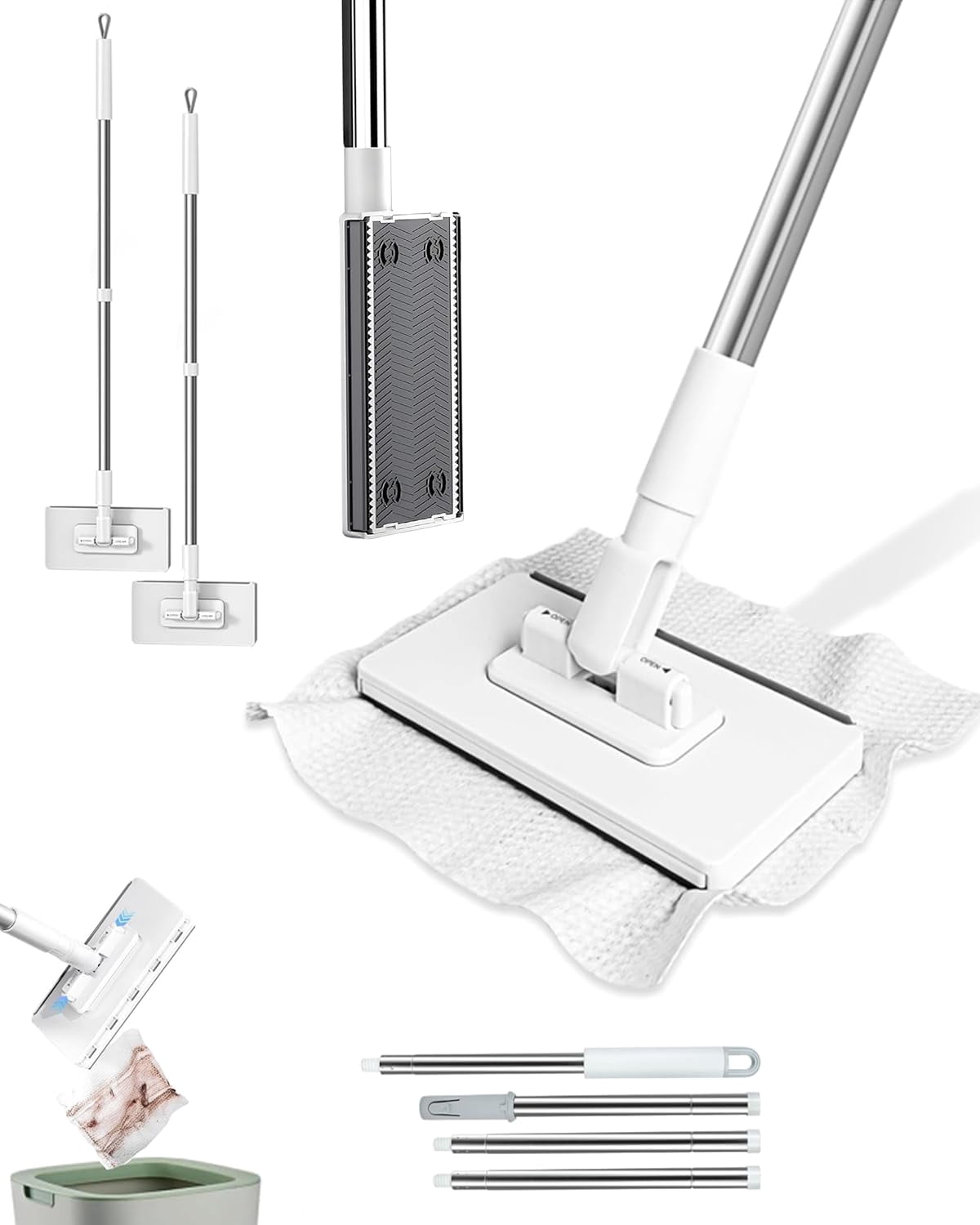 Code Zero Mop Snap Grip Mini Mop, Zero-Touch Automatic Cloth Changing Mini Mop with ...