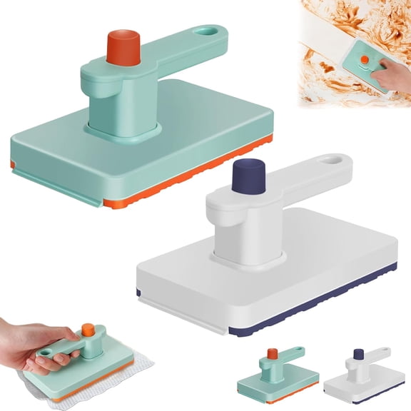 Snap Grip Mini Mop, Zero Touch Hands-Free Mop with One-Button Clamping, Wet & Dry Disposable Dust Mop, Multi-Surface Cleaning Tool for Kitchen Counter, Tabletop & Bathroom(2pcs)Q