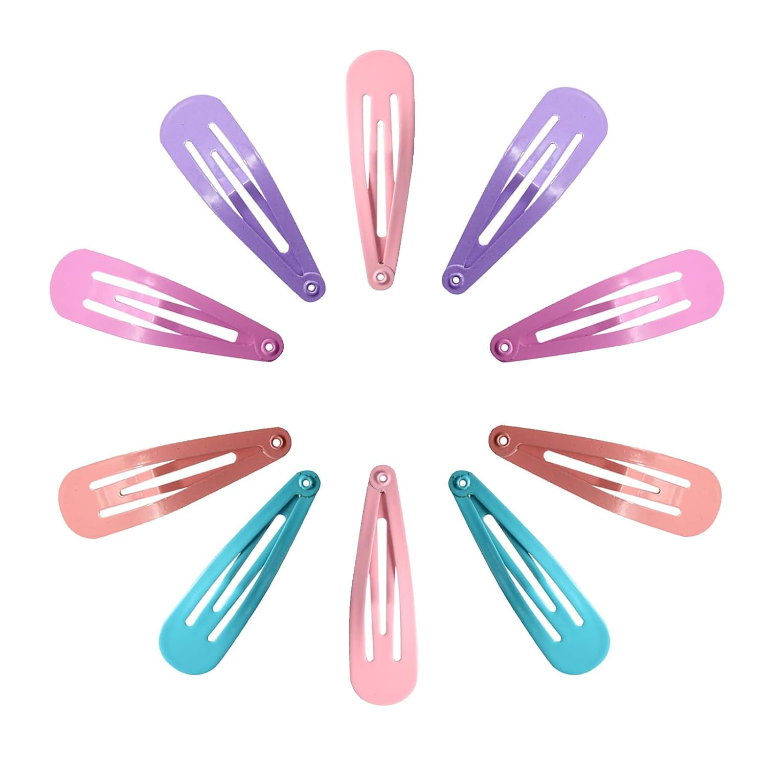 Snap Hair Clips, 10 PCS 2 Inch Metal Barrettes in 5 Colors, No Slip