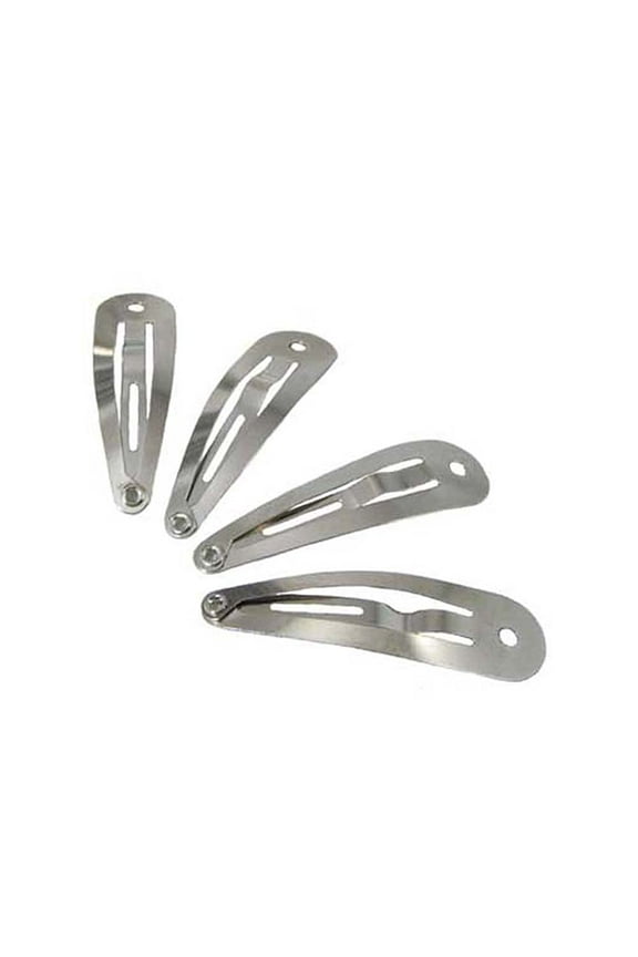 Snap Hair Clips - Silver Metal Tear Drop Shape with Hole - 30mm (Qty 25)