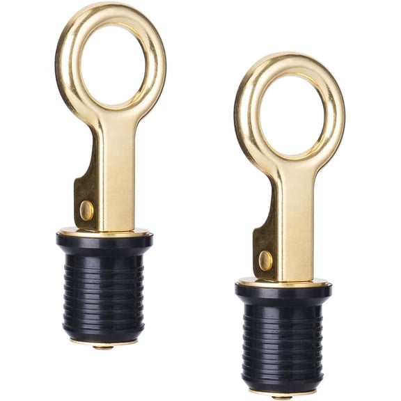 Snap-Handle Drain Plug, for 1-Inch-Diameter Drains, Locks in Place, Brass Handle, Rubber Plug (2)