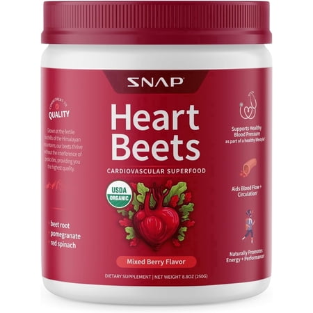 Snap Supplements Beetroot Powder, Organic Dietary Supplement, Heart Health, Antioxidants, Nitric Oxide Booster