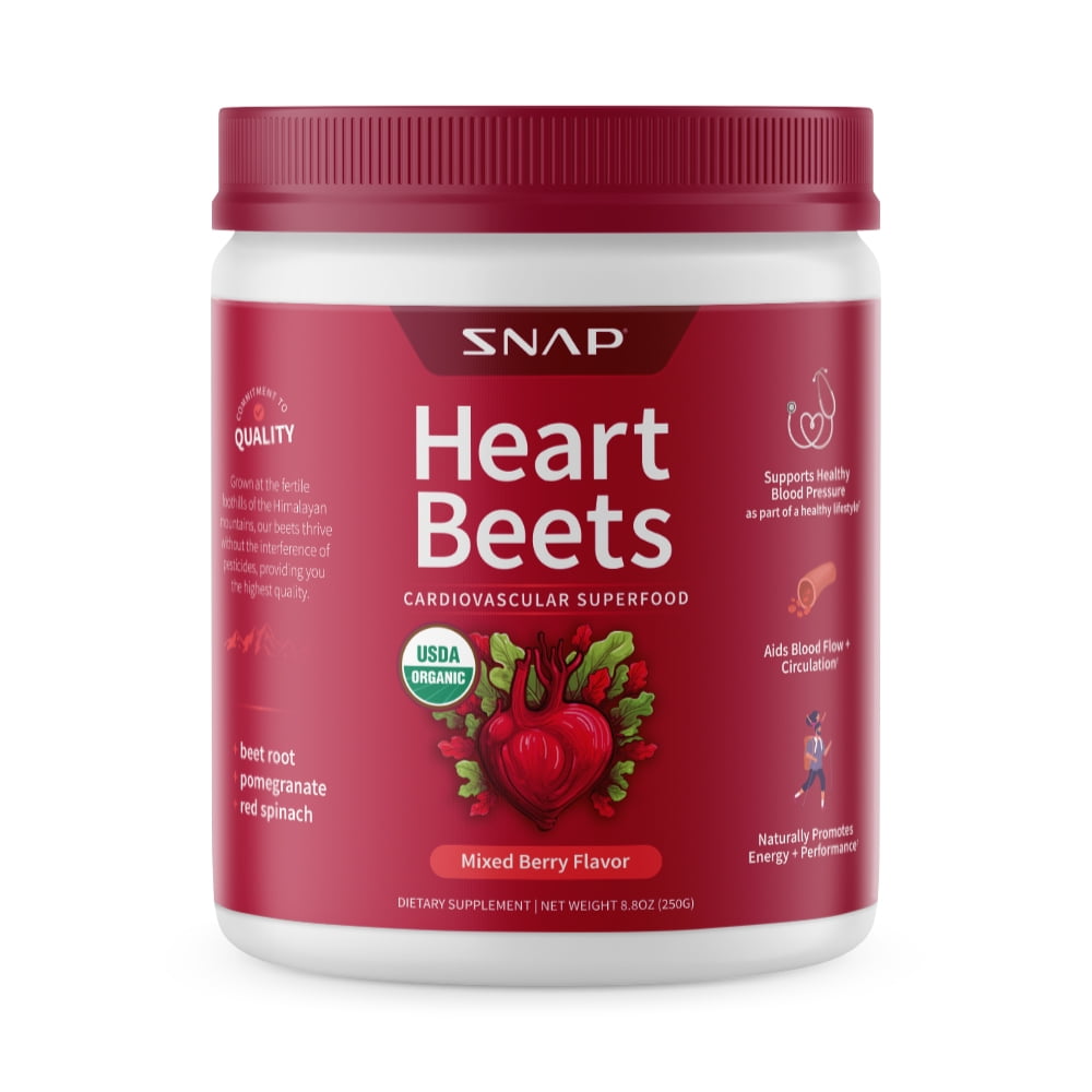 Snap Heart Beets Powder, Organic, Stim Free, Heart Healthy Energy and