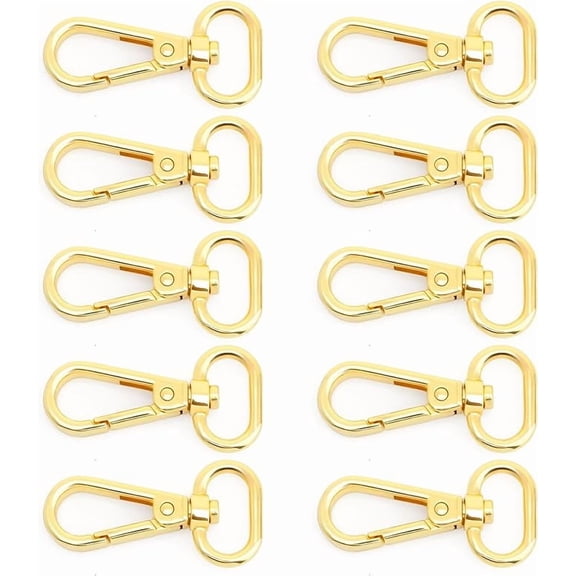 Snap Hook Swivel Push Gate Lobster Clasps Fashion Clips Purse Making FS10 Pack of 10 (Gold, 1 Inch)