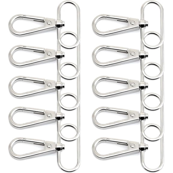 Snap Hook Swivel Push Gate Lobster Clasps Fashion Clips Purse Making FS10 Pack of 10 (Silver, 2 Inches)