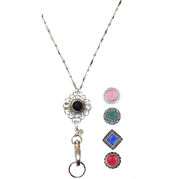 Snap Interchangable Jewelry Lanyard, Women's Fashion Lanyard, 34" long, Stainless Steel Strong Chain, For Keys, ID Badge holder.