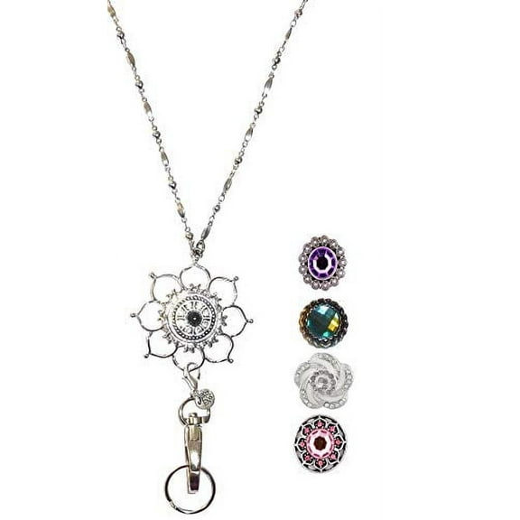 Snap Interchangable Jewelry Lanyard, Women's Fashion Lanyard, 34" long, Stainless Steel Strong Chain, For Keys, ID Badge holder.