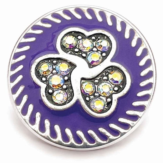 3 Heart Rhinestone Swirl Snap Jewelry Ginger Charm Button, For Interchangeable DIY Customizable Accessories