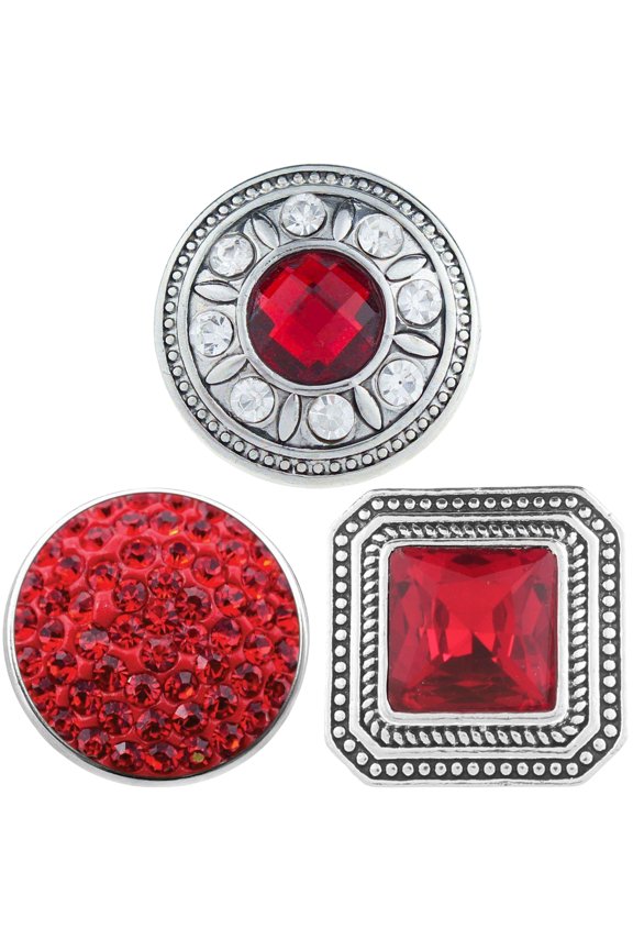 Snap Jewelry 18MM Red Ginger Charm Set with Round and Square Interchangeable Styles