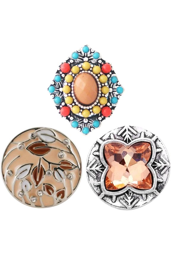Snap Jewelry 18MM Vintage Ginger Charm Set with Beaded, Rhinestone, and Autumn Leaf Styles