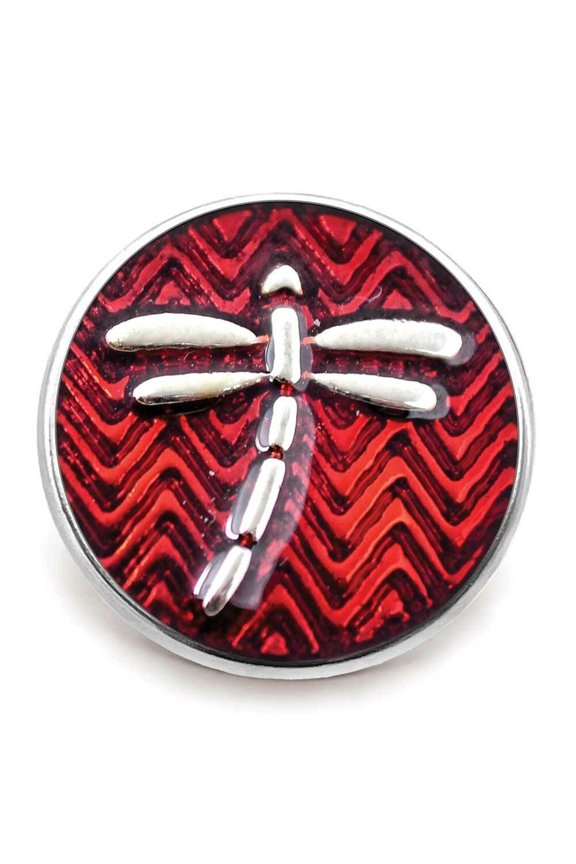 Snap Jewelry 18MM Red Chevron Dragonfly Ginger Charm Button
