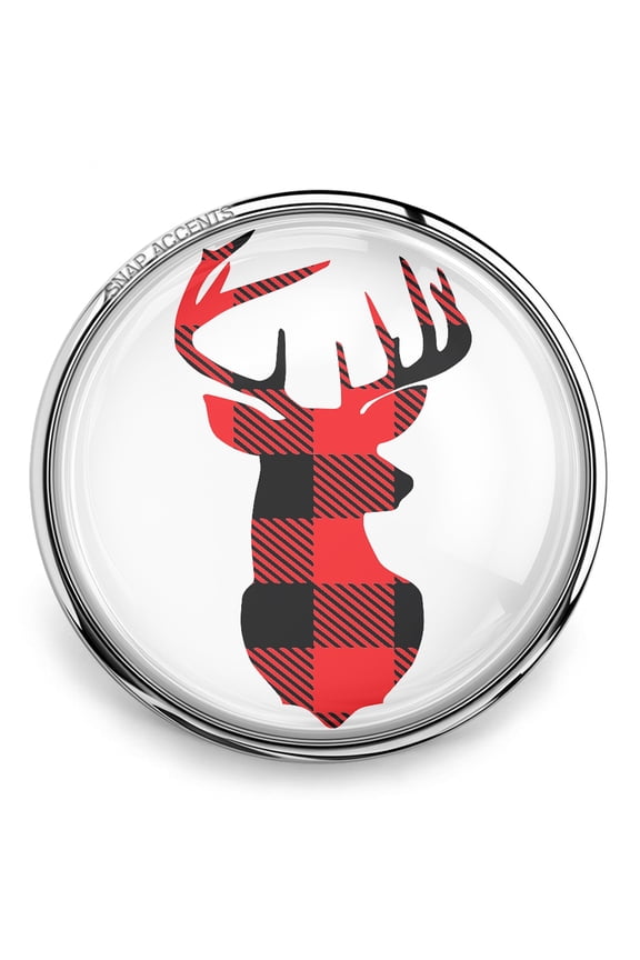 Christmas Buffalo Plaid Deer Snap Jewelry Ginger Charm Button, For Interchangeable DIY Customizable Accessories