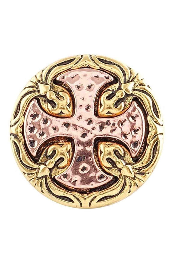 Snap Jewelry 18MM Rose Gold and Gold Cross Ginger Charm Button