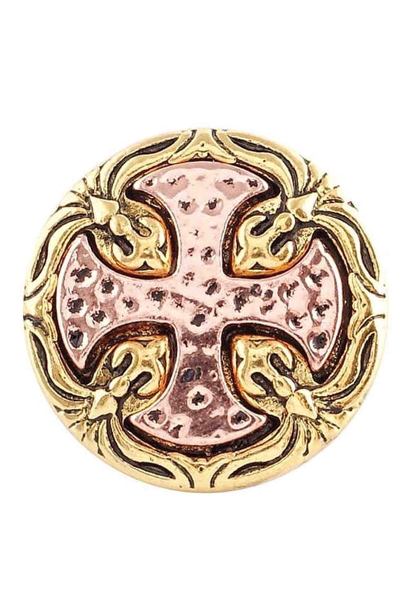 Snap Jewelry 18MM Rose Gold and Gold Cross Ginger Charm Button