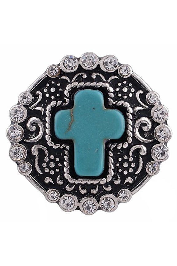 Cross Stone Rhinestone Snap Jewelry Ginger Charm Button, For Interchangeable DIY Customizable Accessories