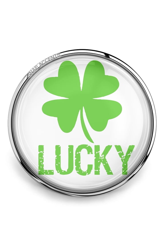 Green Shamrock Clover Lucky Snap Jewelry Ginger Charm Button, For Interchangeable DIY Customizable Accessories
