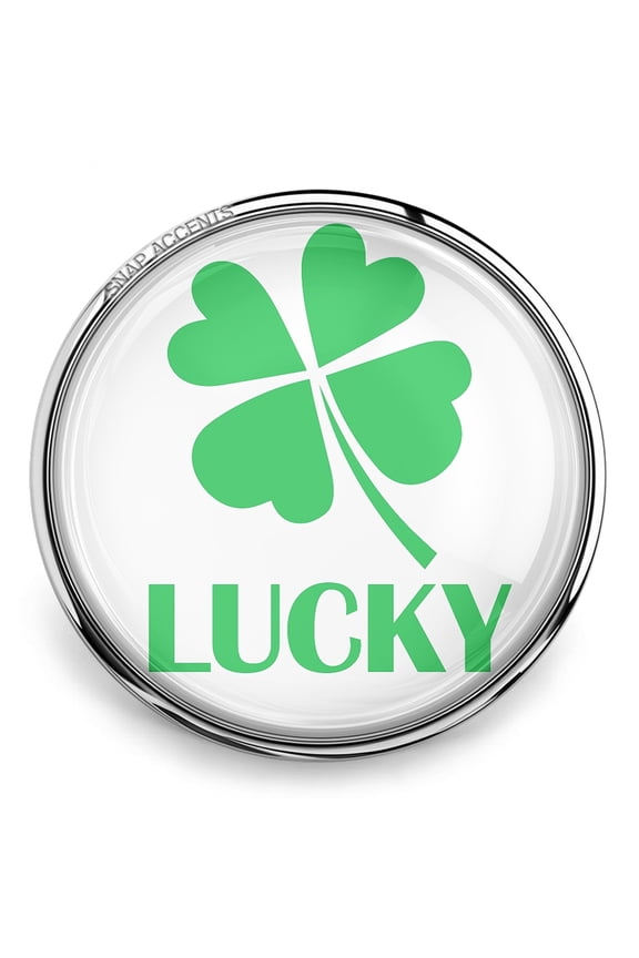 Green Shamrock Clover Lucky Snap Jewelry Ginger Charm Button, For Interchangeable DIY Customizable Accessories
