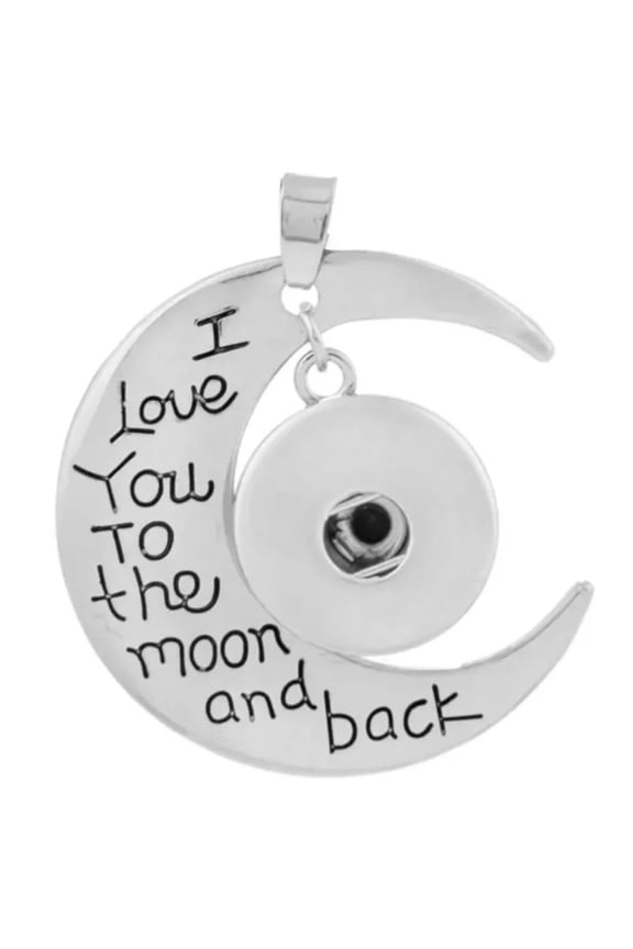 Love You Moon Necklace Pendant Silver Snap Jewelry Fits 18MM 20MM Ginger Charm Buttons