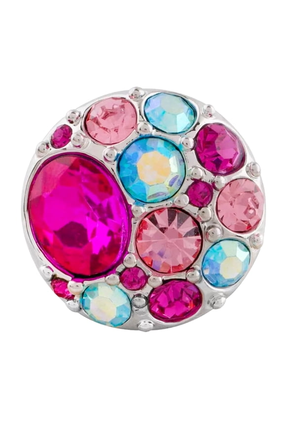 Snap Jewelry 18MM Rhinestone Cluster Ginger Charm in Pink and Blue for Interchangeable Accessories